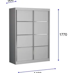 Vaatekaappi liukuovilla Linento Furniture Stella, valkoinen