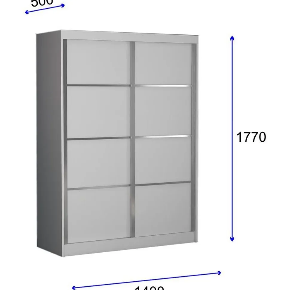 Vaatekaappi liukuovilla Linento Furniture Stella, valkoinen
