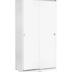 Vaatekaappi liukuovilla Linento Furniture SWD-436-BB-2, 94cm, valkoinen