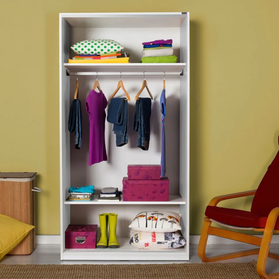 Vaatekaappi liukuovilla Linento Furniture Swd-402-Bb-2, leveys 94cm, korkeus 182cm, valkoinen