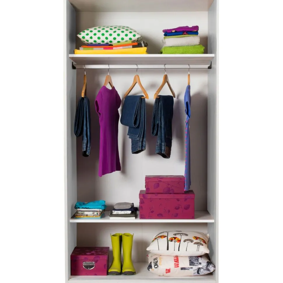 Vaatekaappi liukuovilla Linento Furniture Swd-402-Bb-2, leveys 94cm, korkeus 182cm, valkoinen