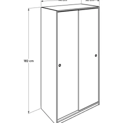 Vaatekaappi liukuovilla Linento Furniture Swd-402-Bb-2, leveys 94cm, korkeus 182cm, valkoinen