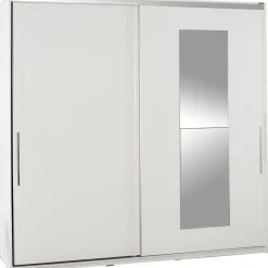 Vaatekaappi liukuovilla Linento Furniture Swd-720-Bb-3, leveys 210cm, korkeus 207cm, valkoinen