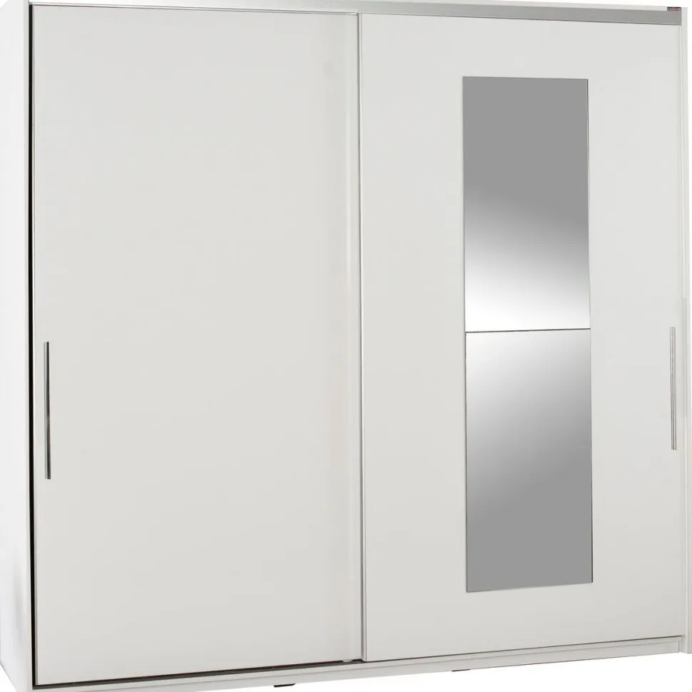 Vaatekaappi liukuovilla Linento Furniture Swd-720-Bb-3, leveys 210cm, korkeus 207cm, valkoinen
