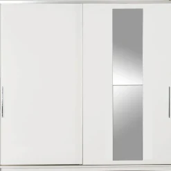 Vaatekaappi liukuovilla Linento Furniture Swd-720-Bb-3, leveys 210cm, korkeus 207cm, valkoinen