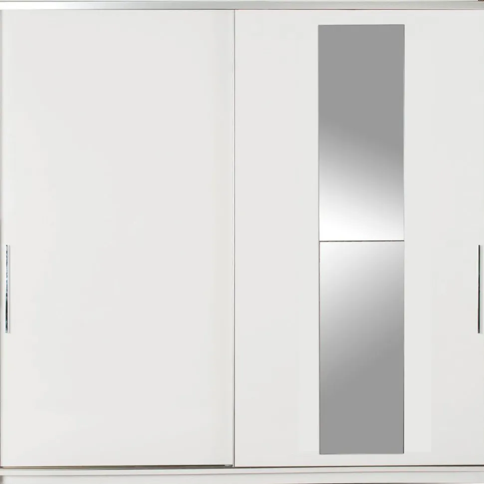 Vaatekaappi liukuovilla Linento Furniture Swd-720-Bb-3, leveys 210cm, korkeus 207cm, valkoinen