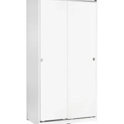 Vaatekaappi liukuovilla Linento Furniture Swd-431-By-2, leveys 94cm, korkeus 182cm, valkoinen