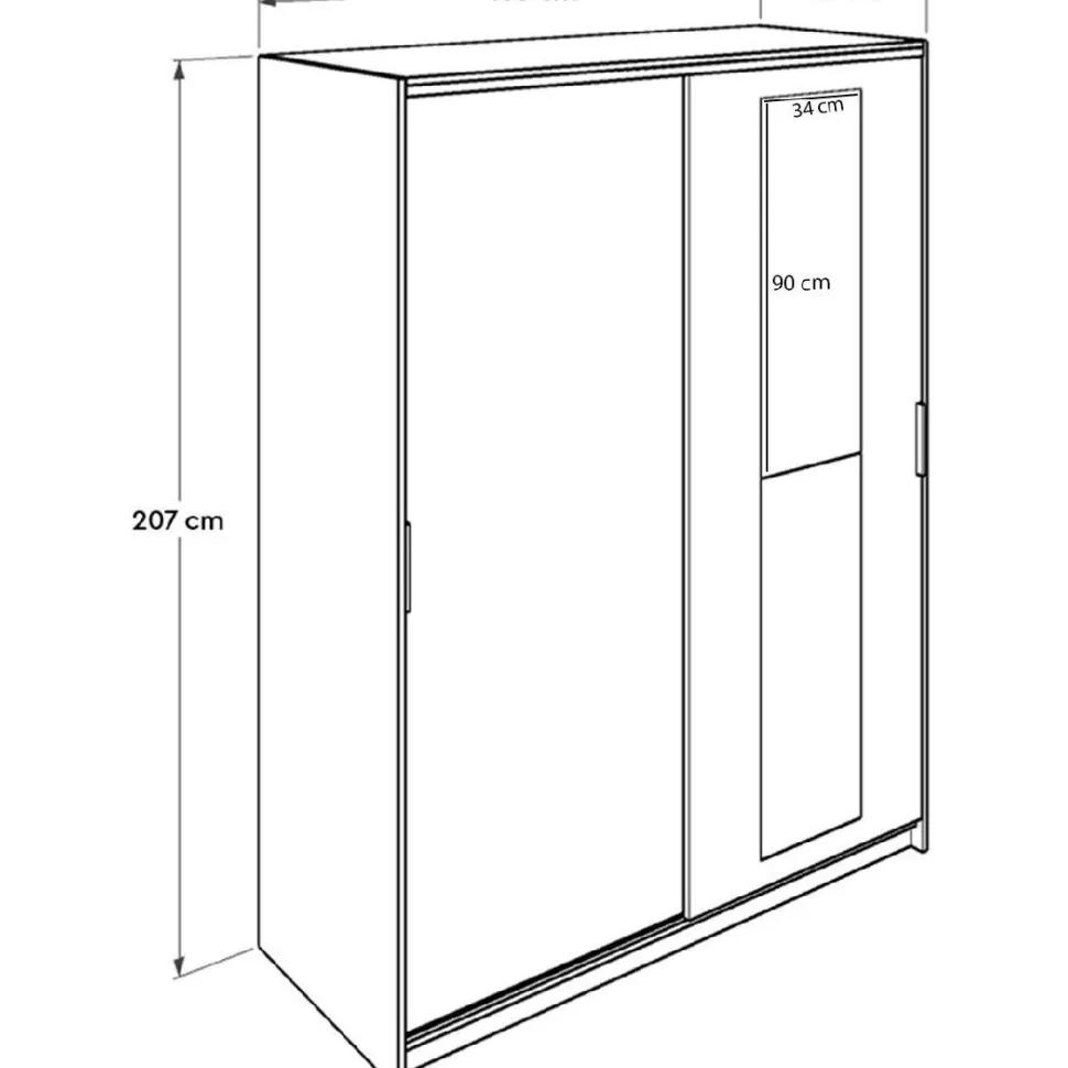 Vaatekaappi liukuovilla Linento Furniture SWD-716-SS-3 Sonomo, 160cm