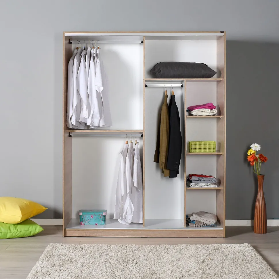 Vaatekaappi liukuovilla Linento Furniture SWD-716-SS-3 Sonomo, 160cm