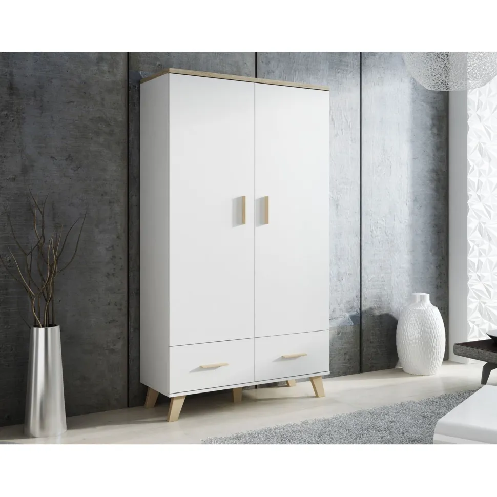 Vaatekaappi LOTTA 2D2S, valkoinen/beige (5081)