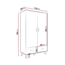 Vaatekaappi LOTTA II 2D2S, beige/musta (2704)
