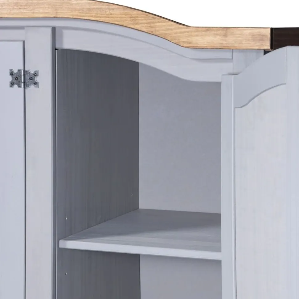 Vaatekaappi meksikon mänty corona-sarja 3 ovea harmaa 52cm