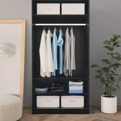 Vaatekaappi musta 100cm lastulevy