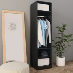 Vaatekaappi musta 50cm lastulevy