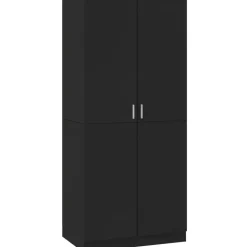 Vaatekaappi musta 80cm lastulevy