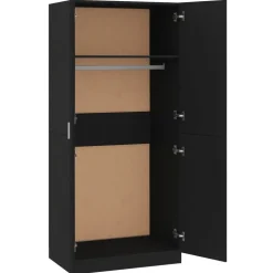 Vaatekaappi musta 80cm lastulevy