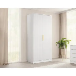 Vaatekaappi Nomla 2D TIRENO, saranaovet, 102x216cm, valkoinen