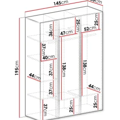 Vaatekaappi Nomla LUCA SYSTEM 1, 145x195cm, saranaovilla, hiekka