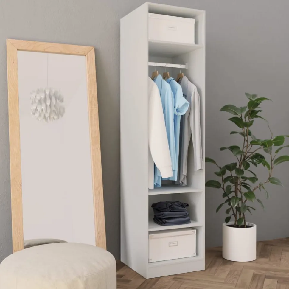 Vaatekaappi valkoinen 50cm lastulevy