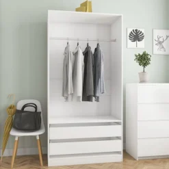 Vaatekaappi valkoinen 100cm lastulevy