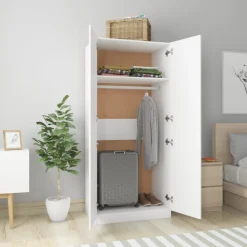 Vaatekaappi valkoinen 80cm lastulevy