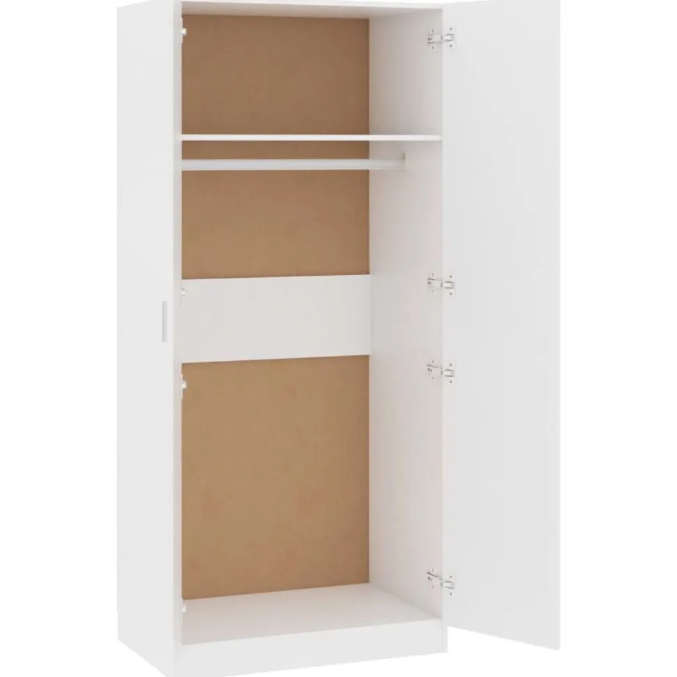 Vaatekaappi valkoinen 80cm lastulevy
