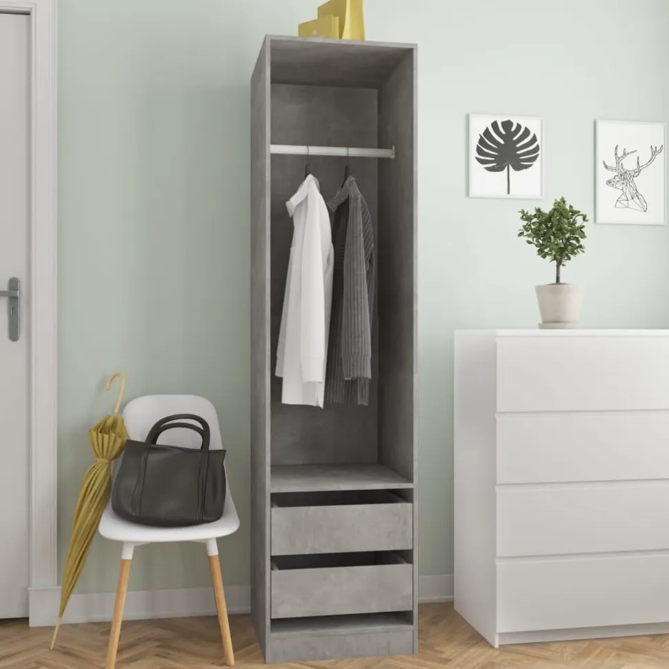 Vaatekaappi vetolaatikoilla betoninharmaa 50cm