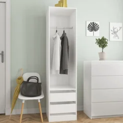 Vaatekaappi vetolaatikoilla valkoinen lastulevy 50cm