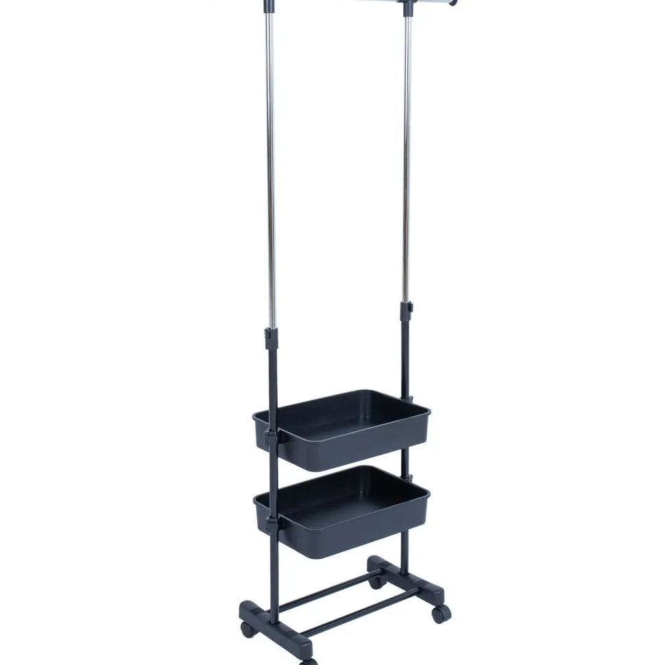 Vaateteline Home4You FERGUS 47-77x29x92-165 cm, musta