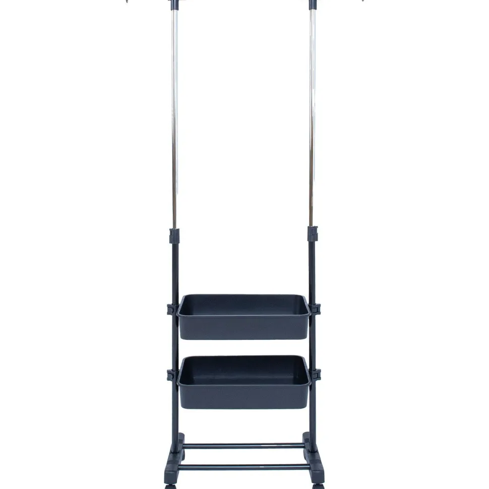 Vaateteline Home4You FERGUS 47-77x29x92-165 cm, musta