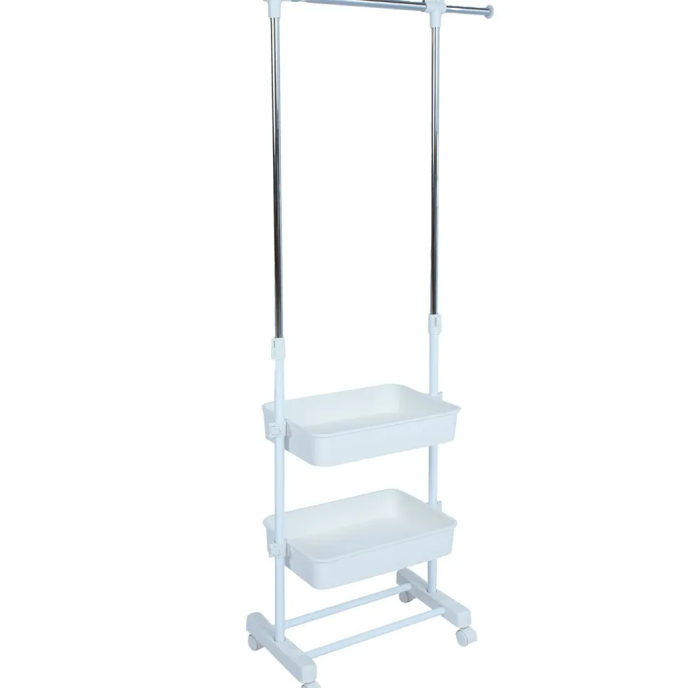 Vaateteline Home4You FERGUS 47-77x29x92-165 cm, valkoinen