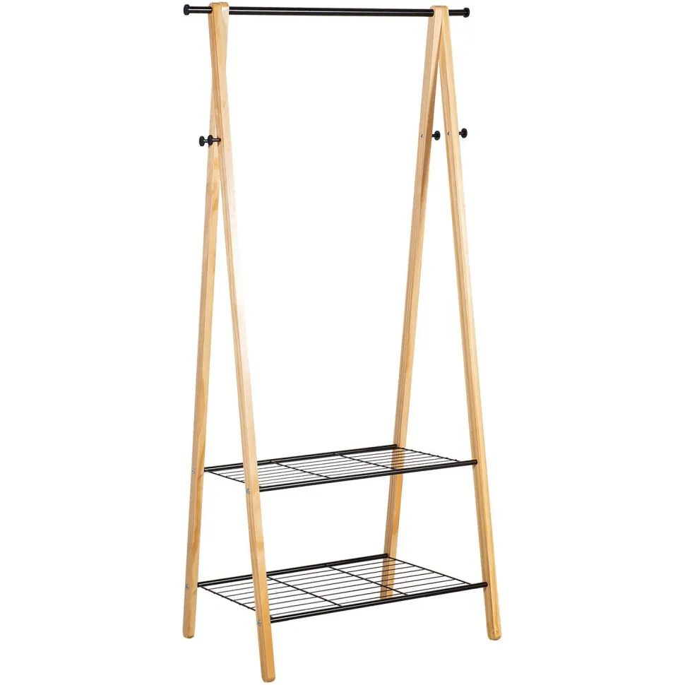 Vaateteline Home4You Forest, 79x45x155cm, musta/tammi