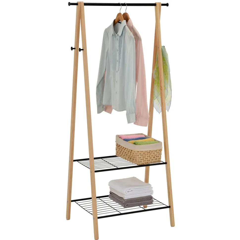 Vaateteline Home4You Forest, 79x45x155cm, musta/tammi