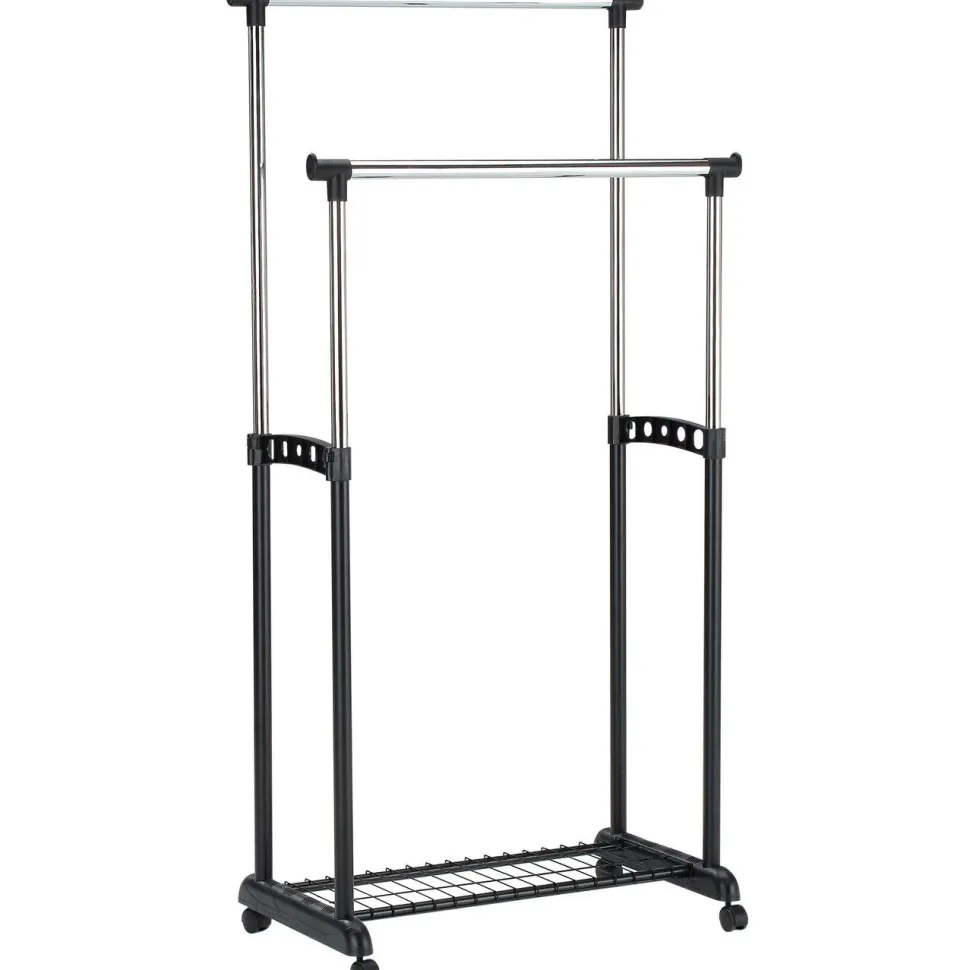 Vaateteline Home4You FRY kromi 83x43x93,5/168 cm, teräs, muovi, harmaa