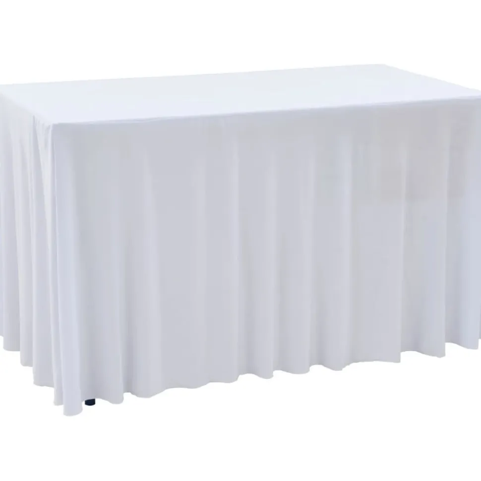 Venyvät pöytäliinat 2 kpl helmalla 120x60,5x74 cm valkoinen