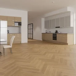 Vinyylilankku Check Floors Check One Herringbone 2072H Alteno Oak, vaaleanruskea, integroitu askeläänieriste