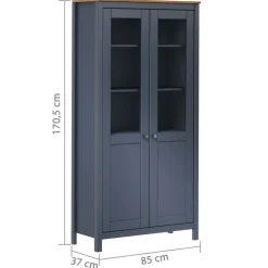 Vitriini Hill harmaa 85x37x170,5 cm täysi mänty (89013)