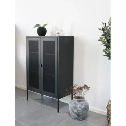 Vitriini House Nordic Melbourne, 80x40x120cm, 2 mesh-ovea, musta metalli