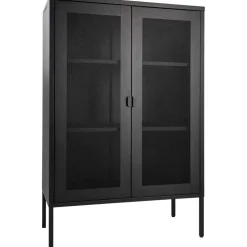 Vitriini House Nordic Melbourne, 80x40x120cm, 2 mesh-ovea, musta metalli