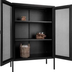 Vitriini House Nordic Melbourne, 80x40x120cm, 2 mesh-ovea, musta metalli