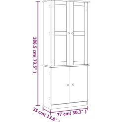 Vitriinikaappi ALTA 77x35x186,5 cm täysi mänty (53949)