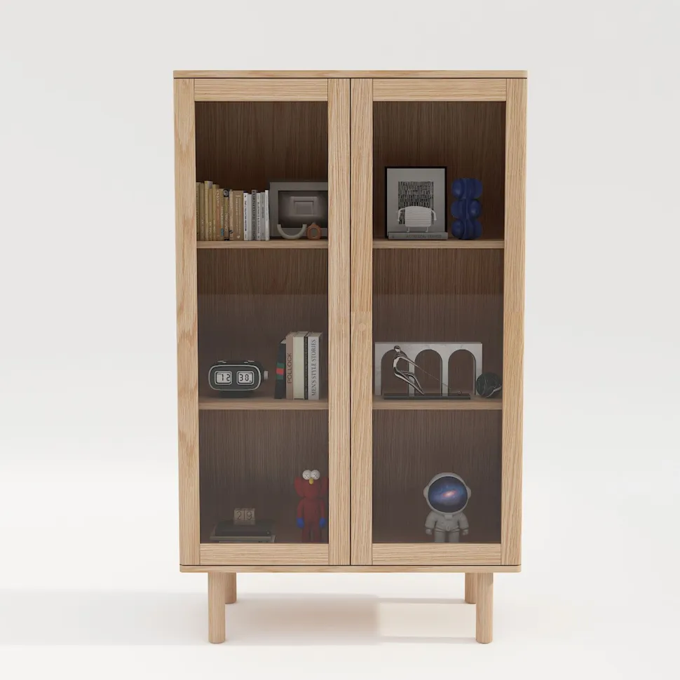 Vitriinikaappi Home4You HANSEN 90x40xK150 cm, melamiini, beige