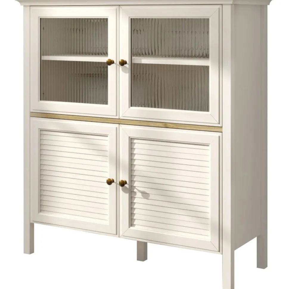 Vitriinikaappi Linento Furniture FRN-21022, 110x120cm, kerma/ruskea