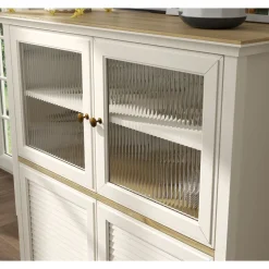 Vitriinikaappi Linento Furniture FRN-21022, 110x120cm, kerma/ruskea