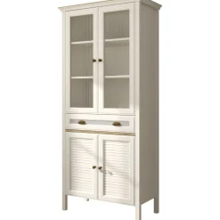 Vitriinikaappi Linento Furniture FRN-21020, 88x194cm, kerma/ruskea/harmaa