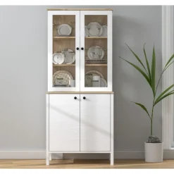 Vitriinikaappi Linento Furniture FRN-20070, 83x194cm, valkoinen