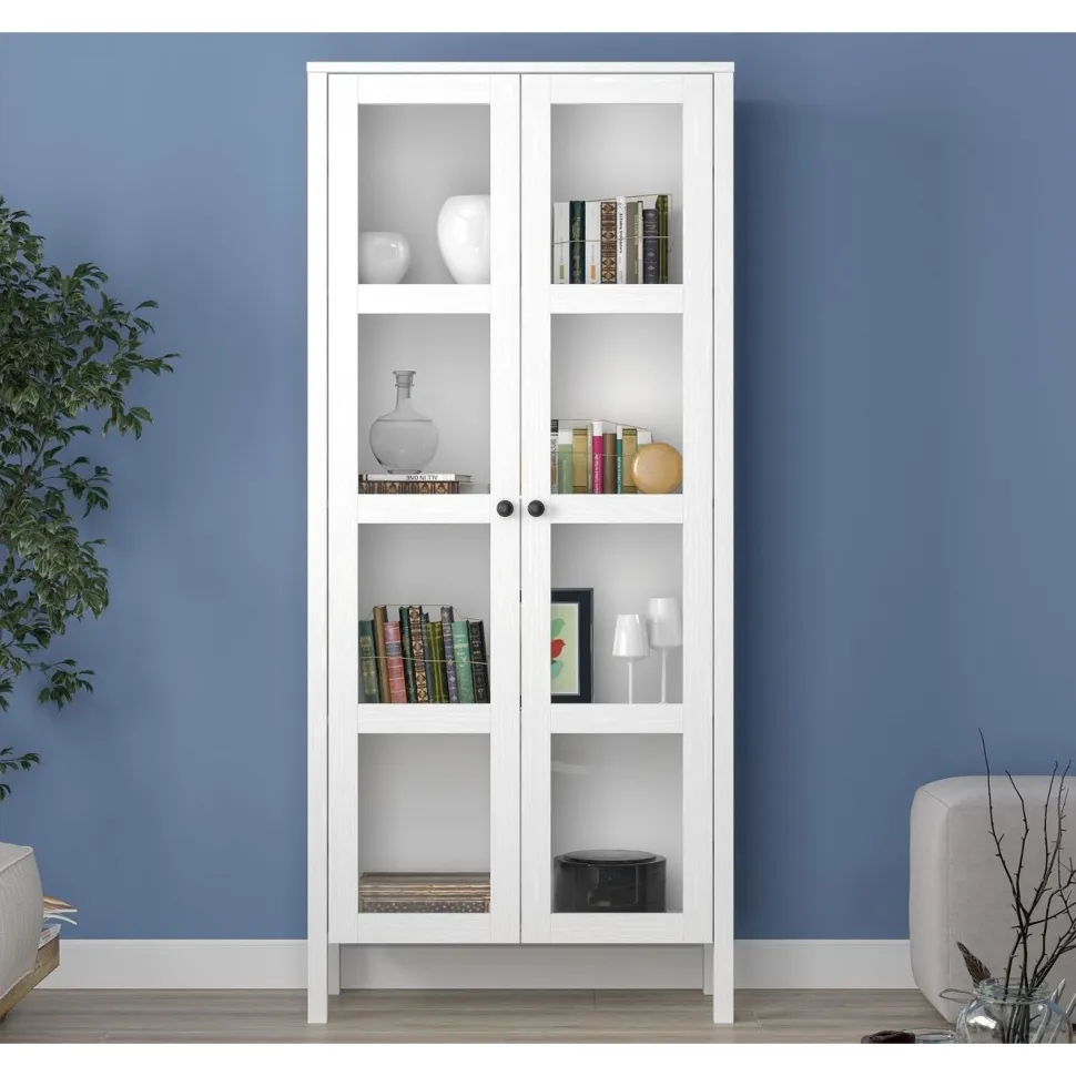 Vitriinikaappi Linento Furniture FRN-20032, 80x180cm, valkoinen