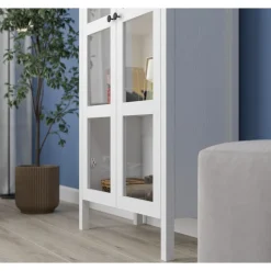 Vitriinikaappi Linento Furniture FRN-20032, 80x180cm, valkoinen