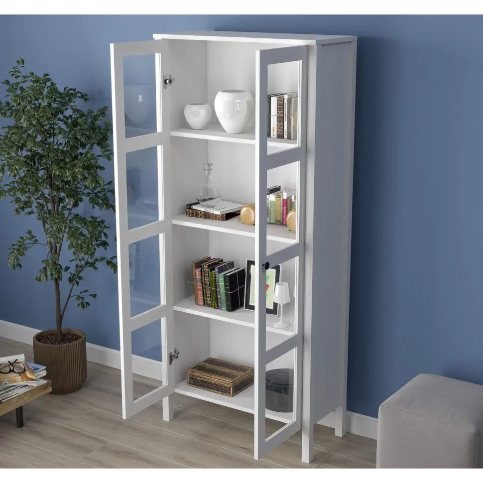 Vitriinikaappi Linento Furniture FRN-20032, 80x180cm, valkoinen