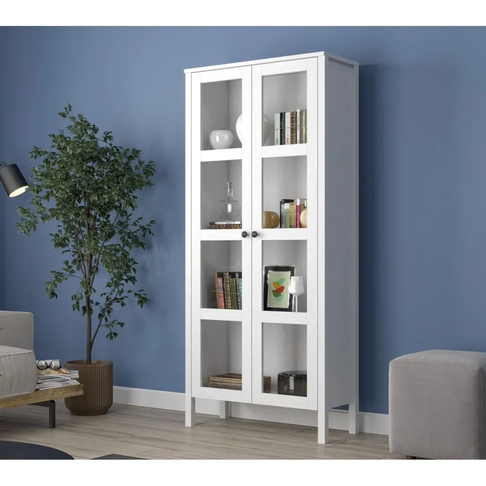 Vitriinikaappi Linento Furniture FRN-20032, 80x180cm, valkoinen